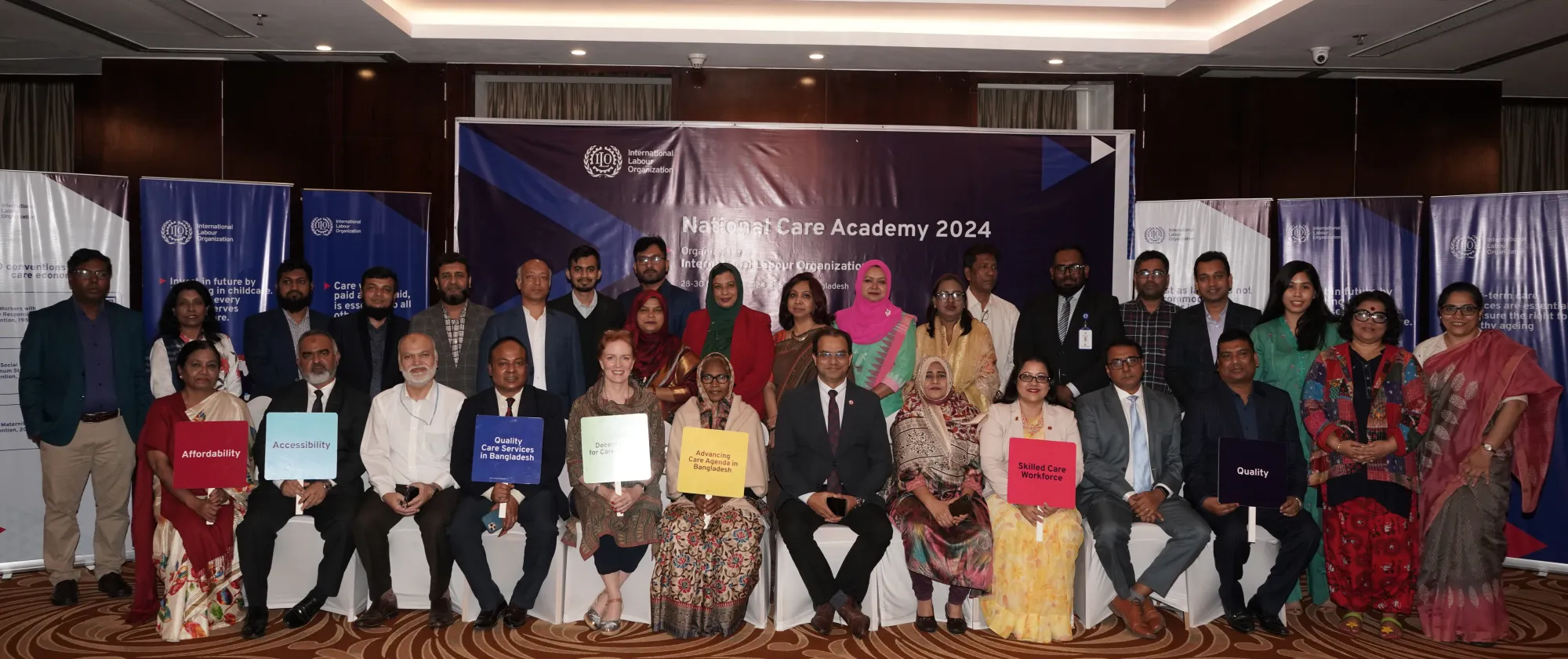 Secretary of the Ministry of Woman and Children Affairs with participants of the National Care Academy 