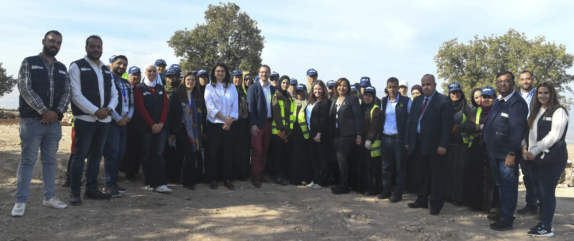 DDG Celeste drake, RD for Arab States Ruba Jaradat with the ILO delegation and constituents, while visiting an ILO project site in Jordan. 11 December 2024. 