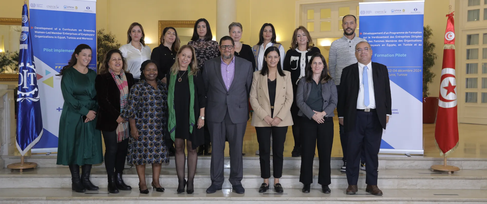 Dr Farid Hegazy and participants in training of women entrepreneurs in Tunisia