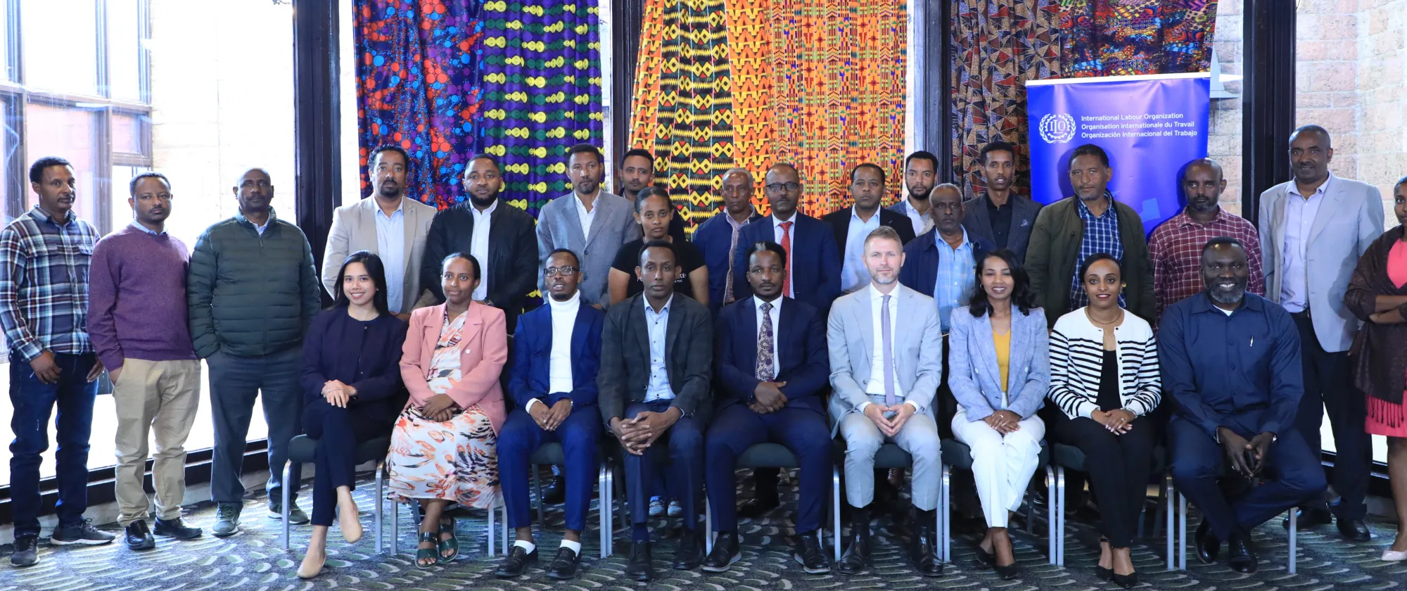 A group picture of participants of the social dialogue on inclusive digital transformation in Ethiopia