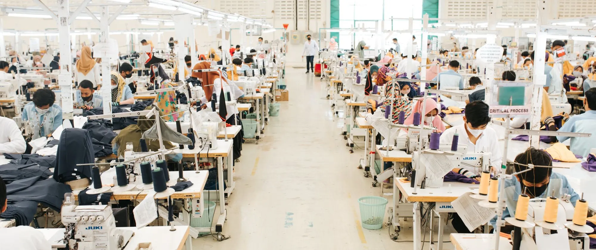 inside a garment factory in Indonesia
