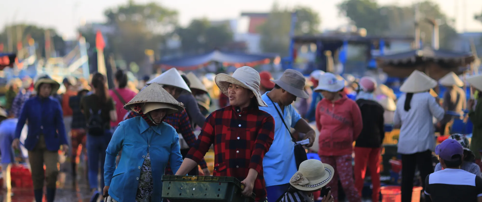 Female workers in a fish market in Viet Nam