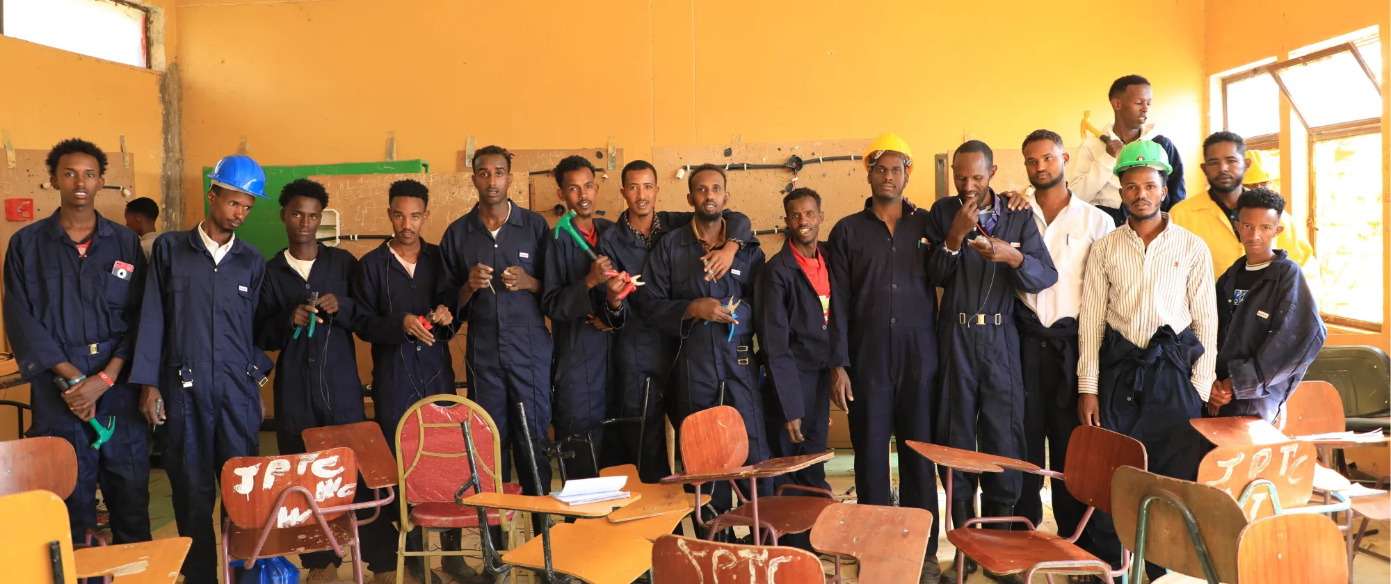 Abdi Mowlid and his classmates at Jigjiga Polytechnic College 