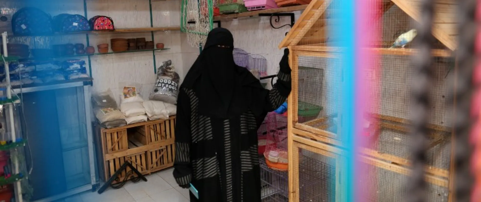 Beneficiary of ILO's SIYB training programme in Egypt standing at her shop 