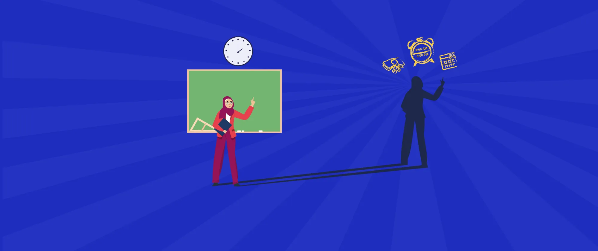 character drawing illustrating the importance of working time, rest time and holidays