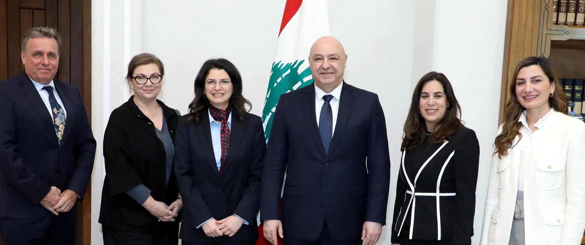 President of the Lebanese Republic, Joseph Aoun with ILO Regional Director for Arab States and the ILO Delegation. 14/4/2025 Baabda, Lebanon
