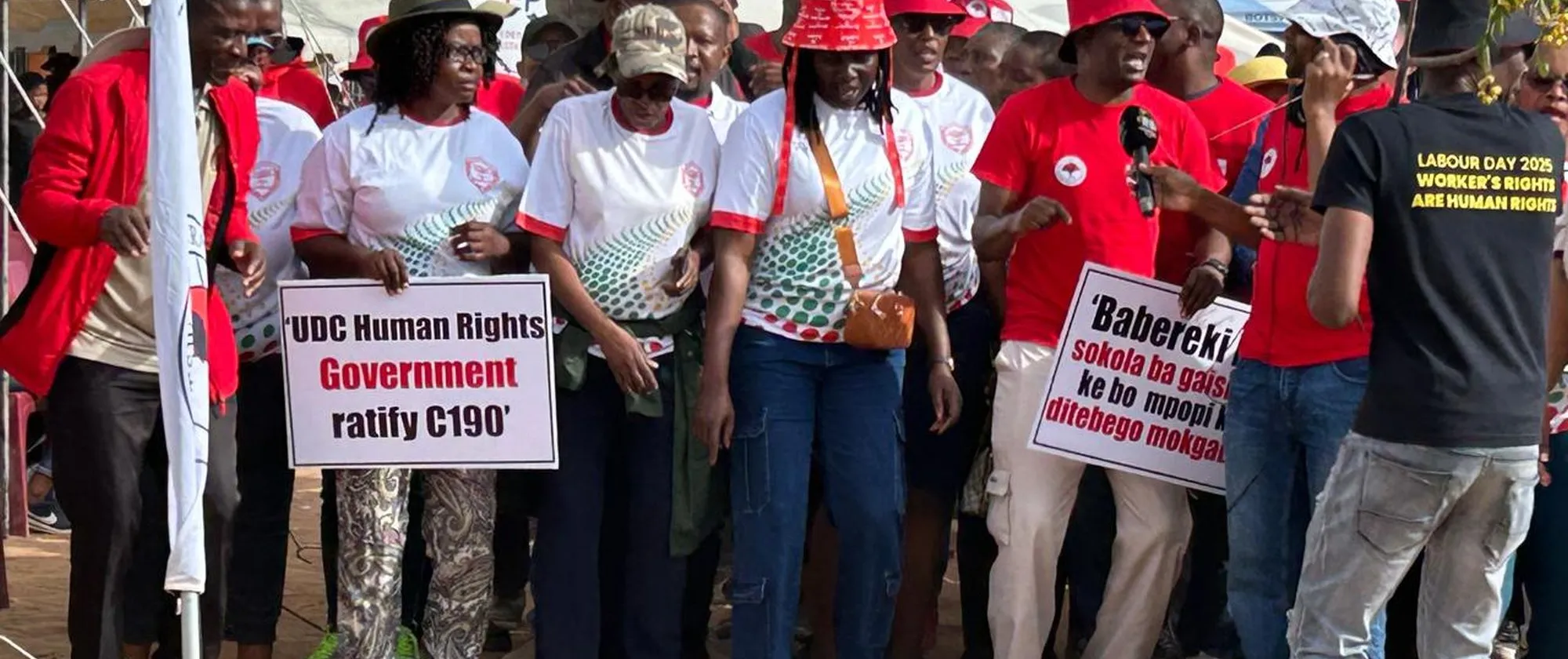 Workers commemorating to ratify C190