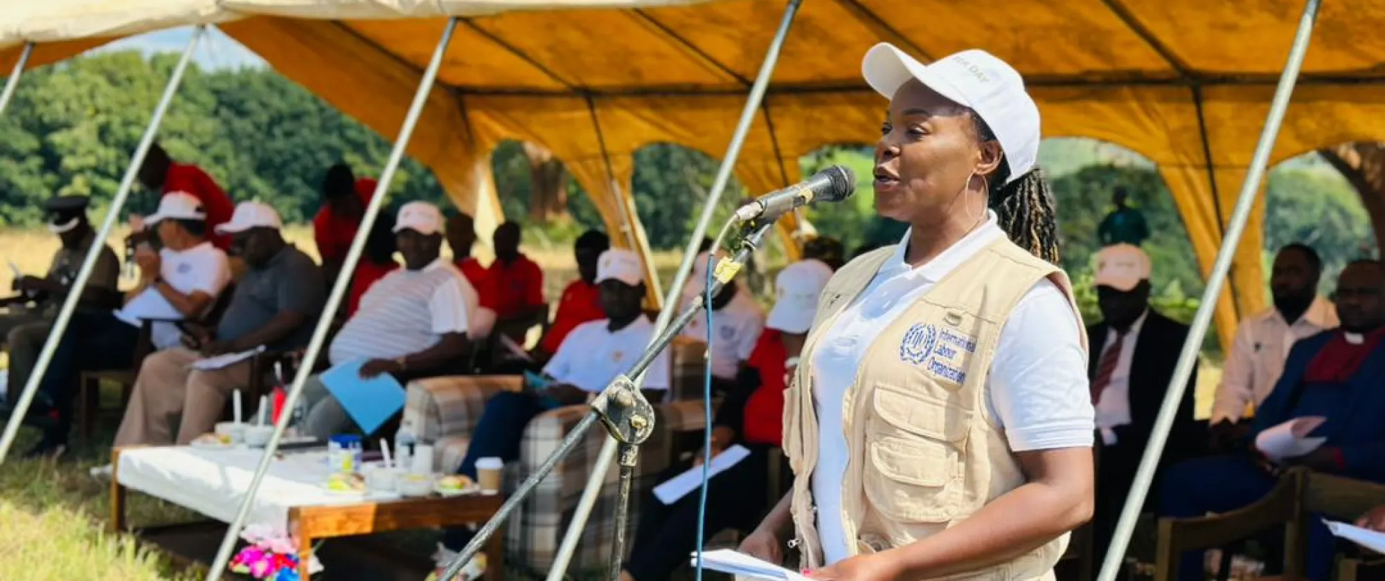 Women speaking on behalf of the ILO