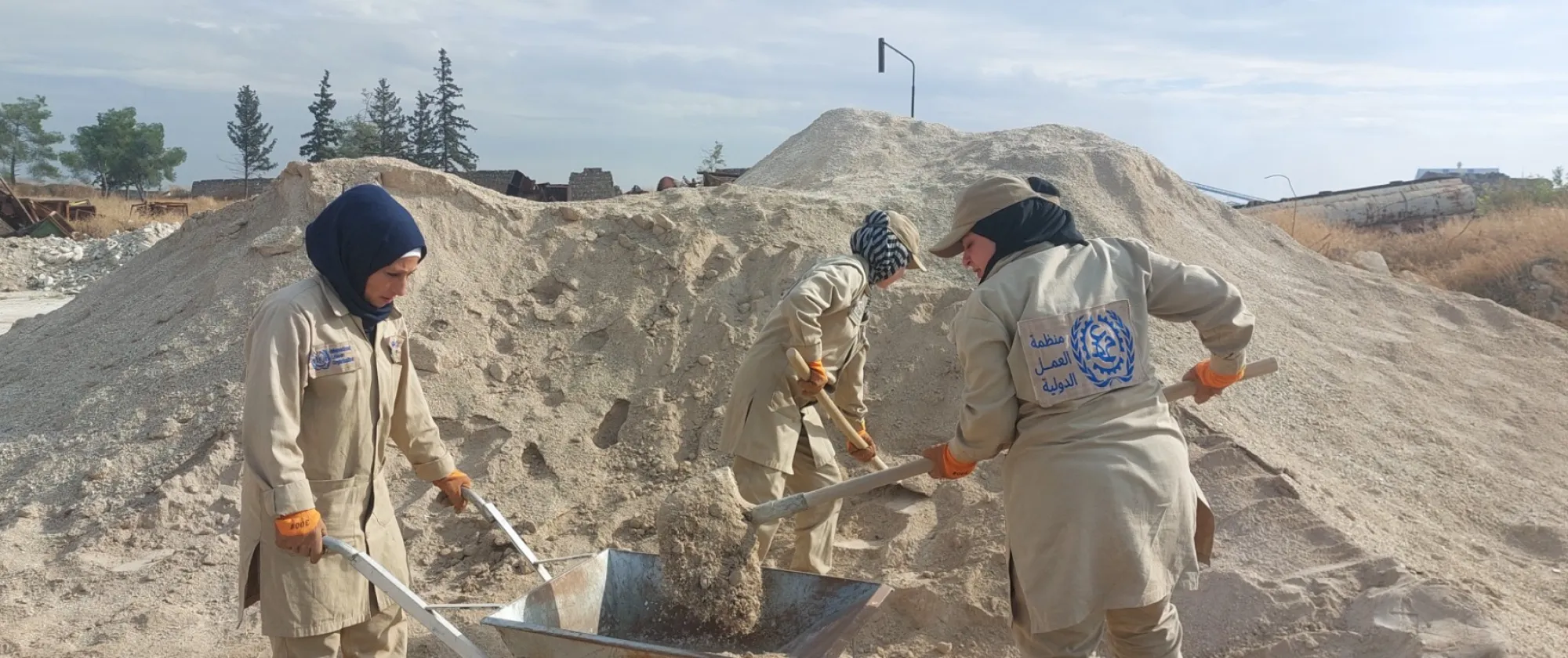 Women working in construction in an Arab country