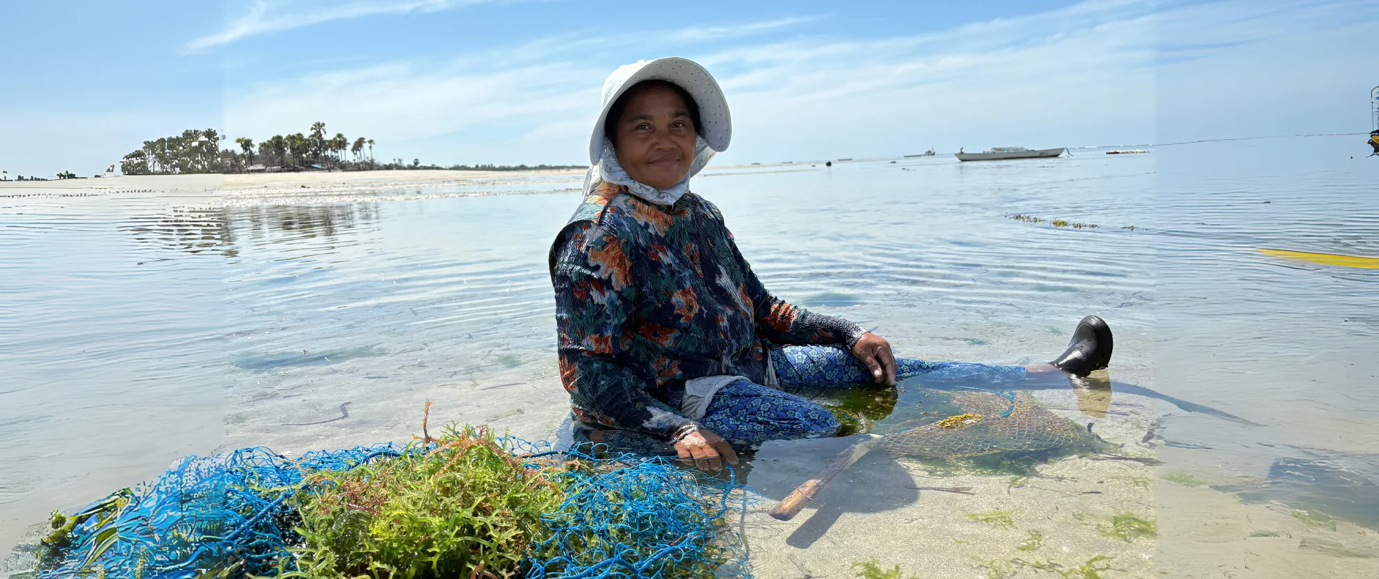 A seaweed farmer in Kaliuda village in East Sumba, Indonesia