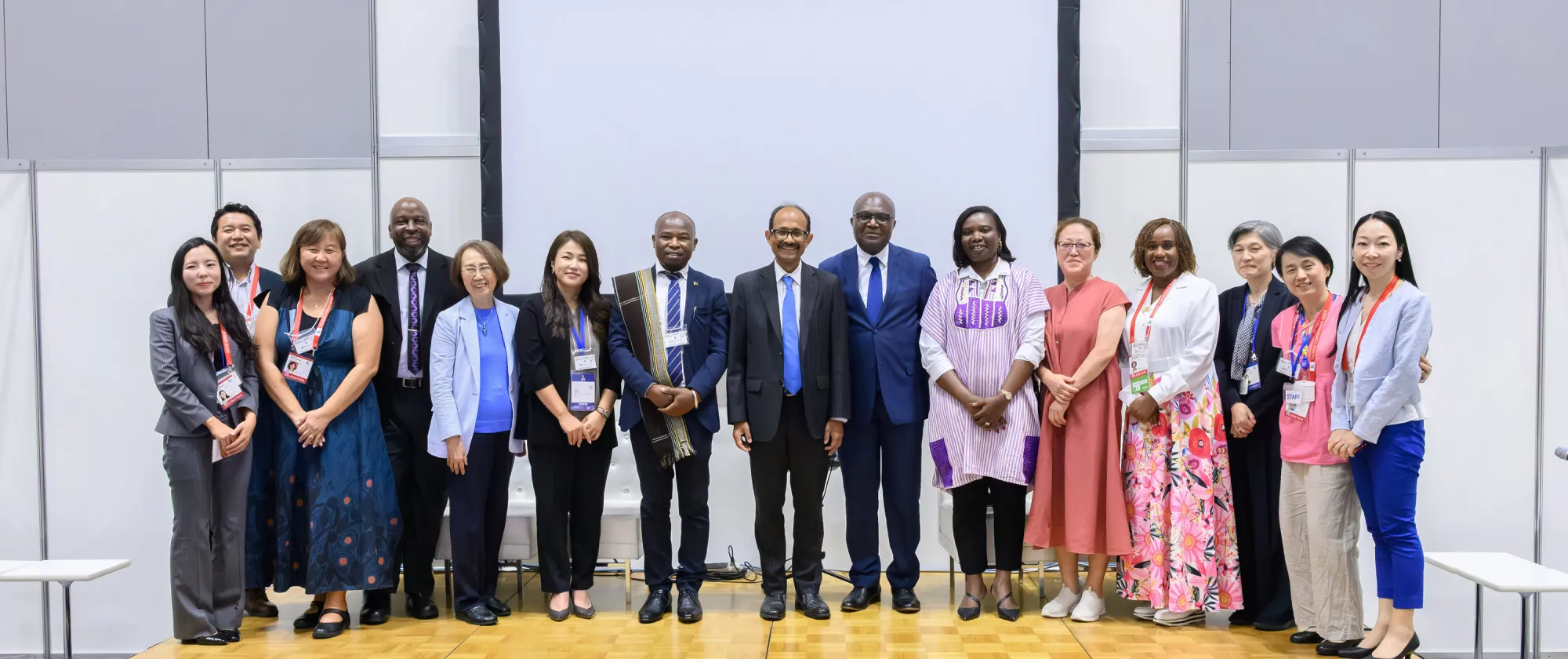 Group photo of speakers at the ILO–UNDRR high-level side event during TICAD9 in Yokohama on 21 August 2025.