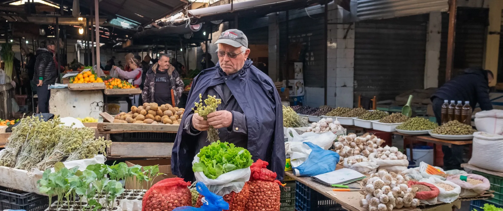 Farmer selling crops at the market