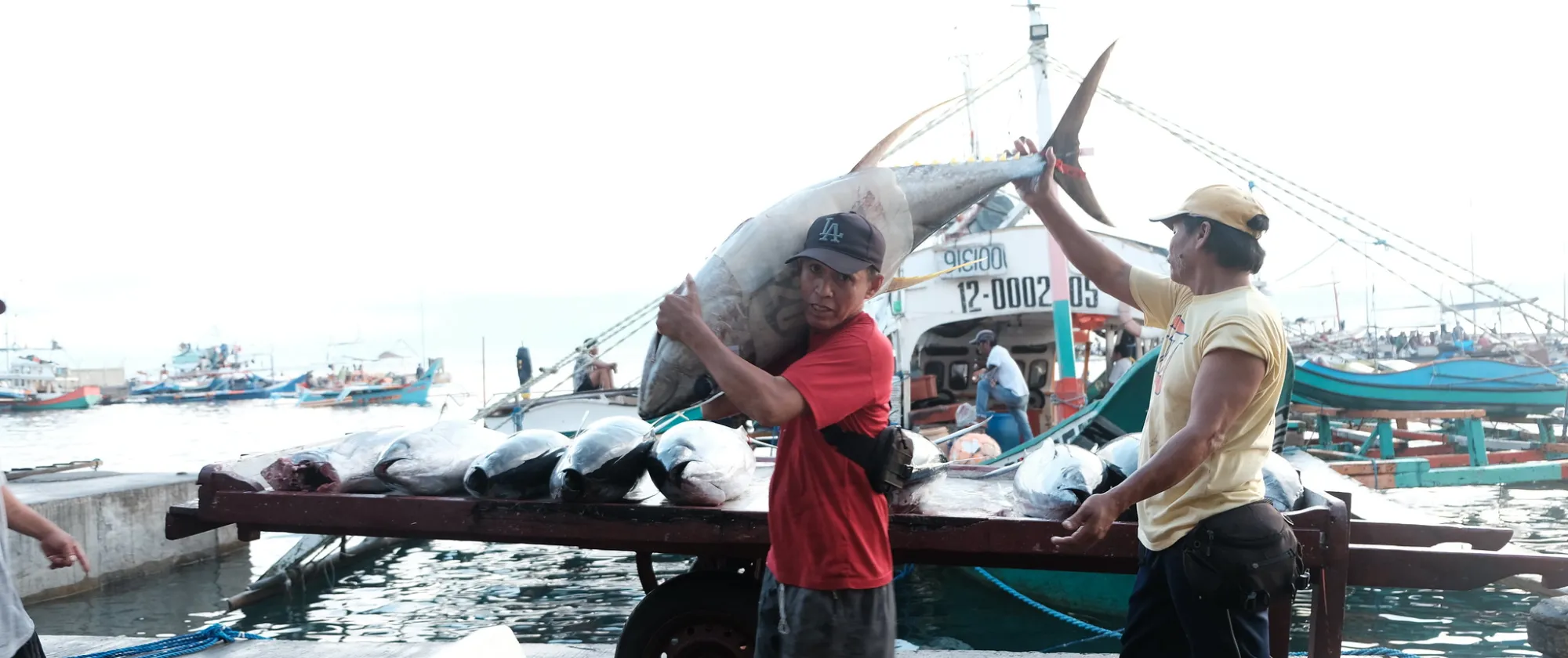 A man carrying a big fish.