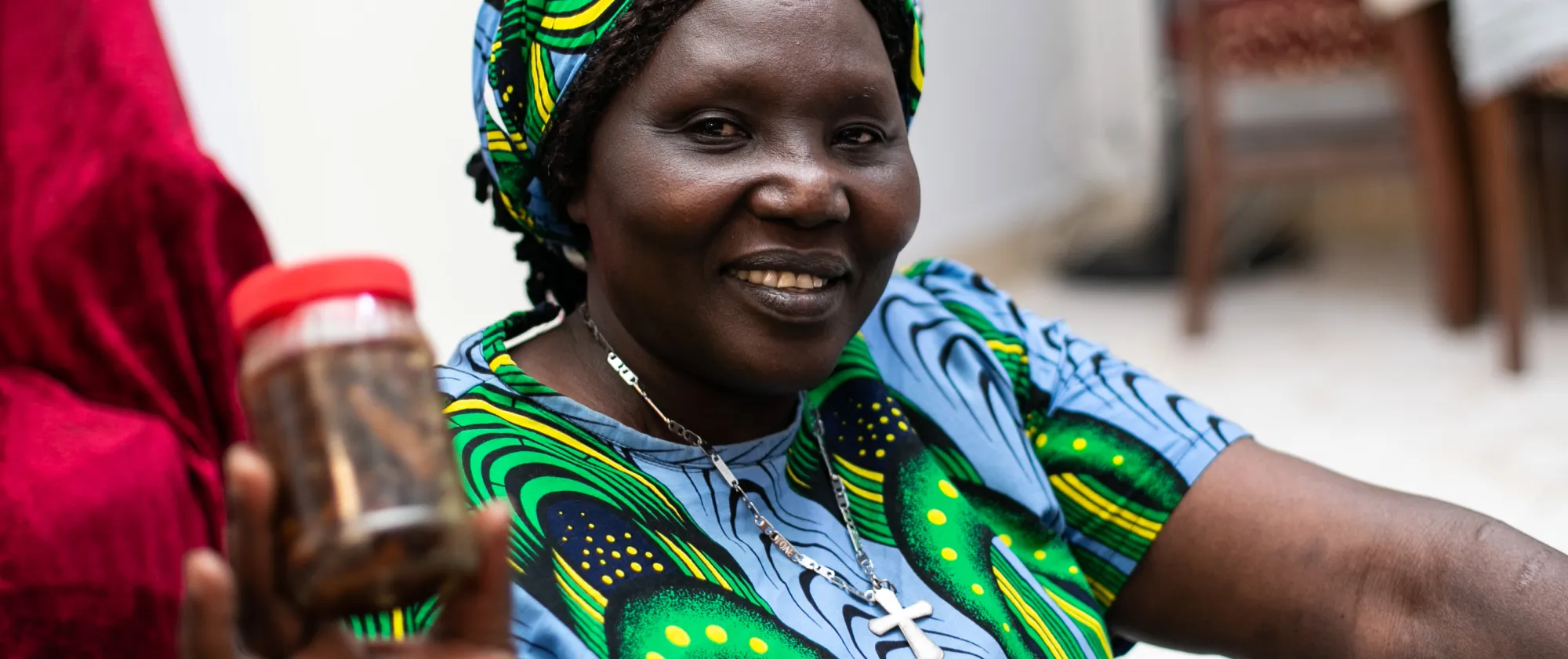 Al Batool showcasing the Sudanese incense sticks from her business