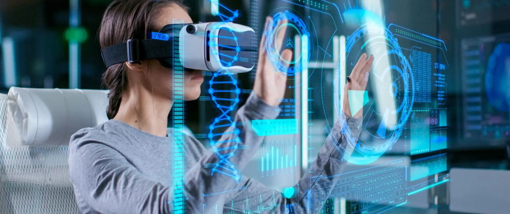 Woman using Augmented Reality tools
