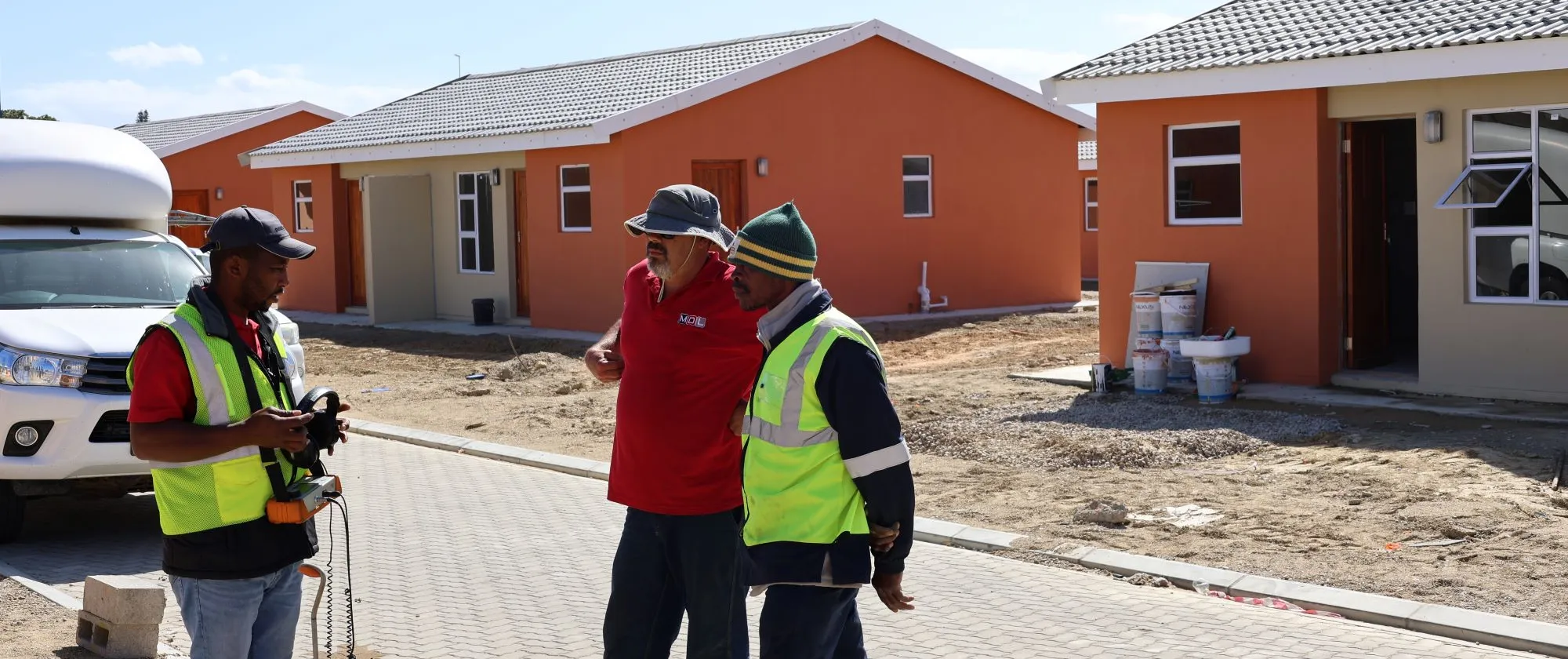 Construction workers on a working site