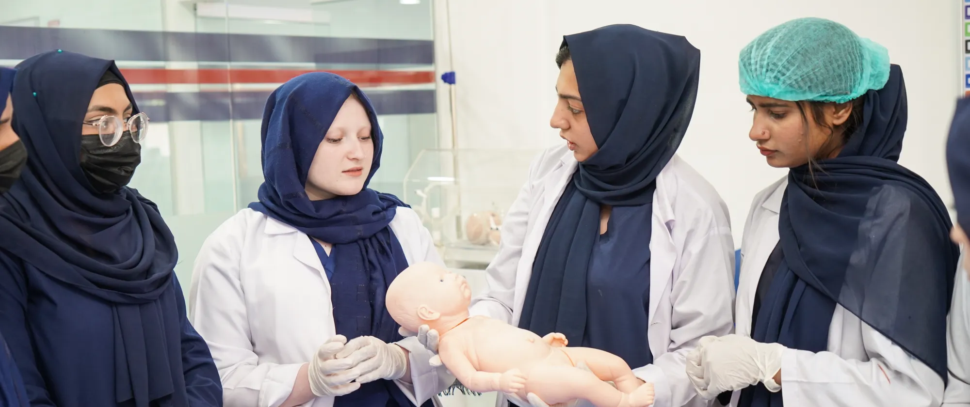 demonstration of neonatal care at a health care facility