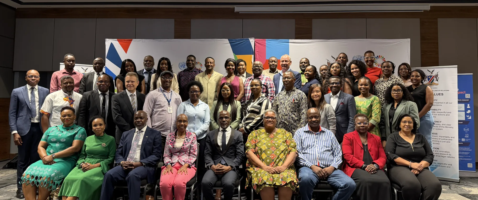 Group photo of the Namibian Employment Impact Assessment with the Minister of Justice and Labour