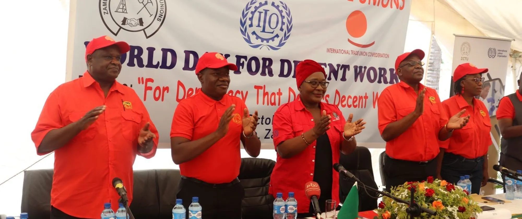 High-level table at the commemoration of 2025 World Day for Decent Work in Lusaka.