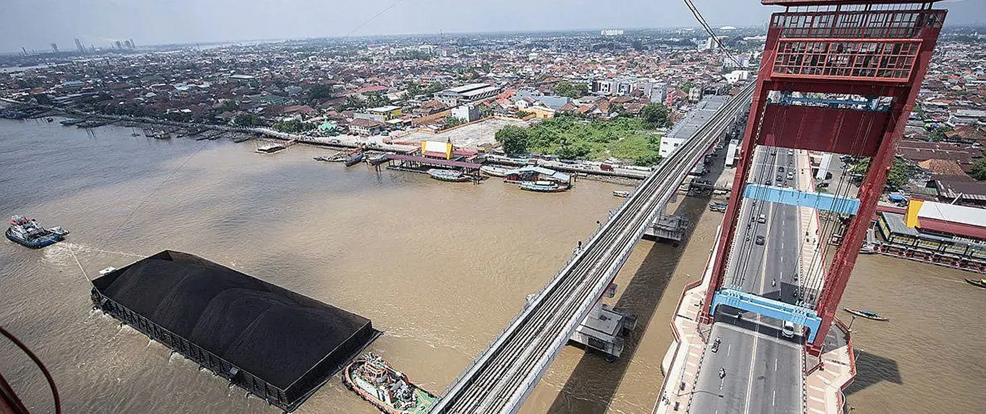 A bridge and a boat