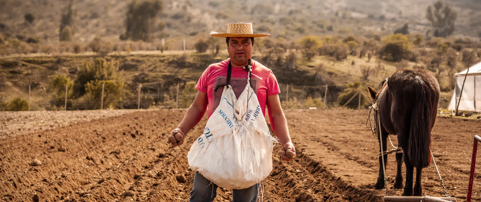 Foto de agricultor en Chile.