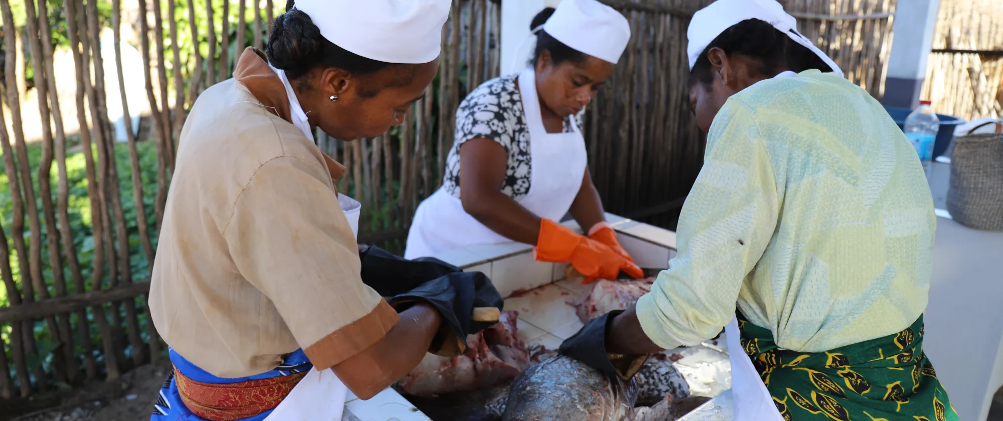 Women beneficiaries of the ILO project on fish processing in Farafangana, Madagascar.
