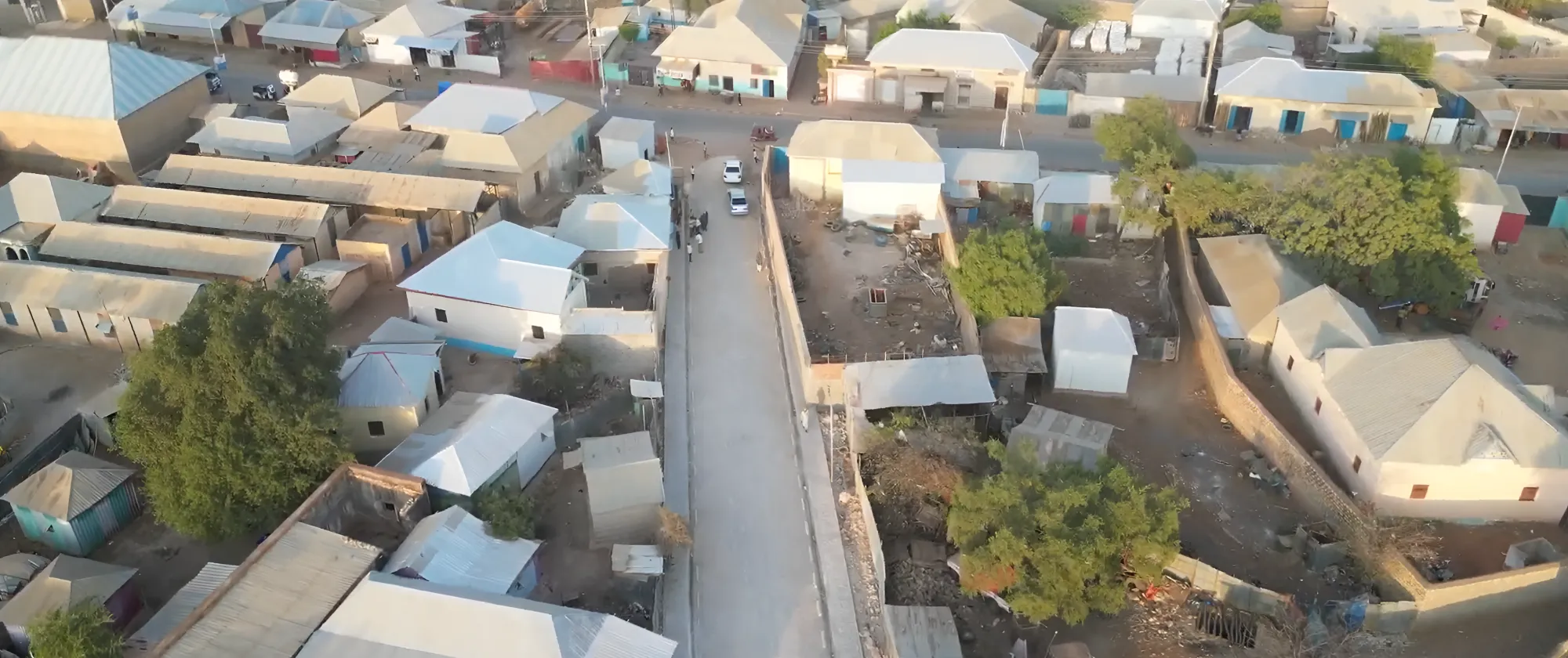 An aerial view of Baidoa’s road infrastructure. Improved roads mean better connectivity and the creation of business and job opportunitie