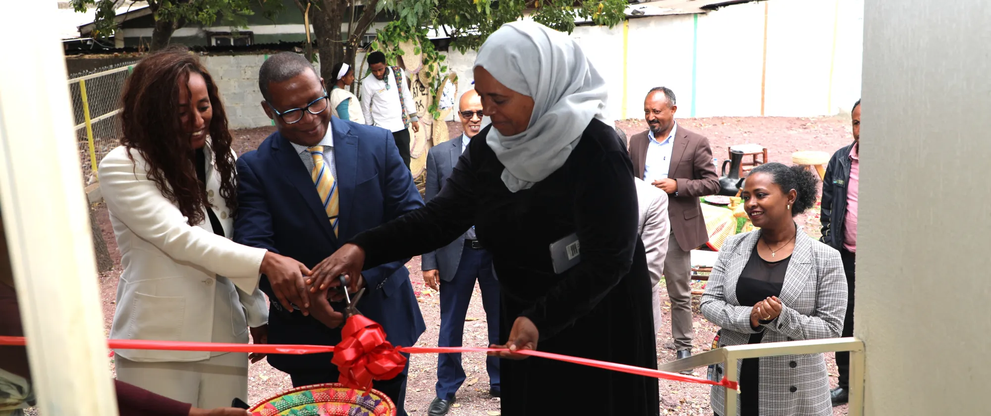 Officials cutting ribbon