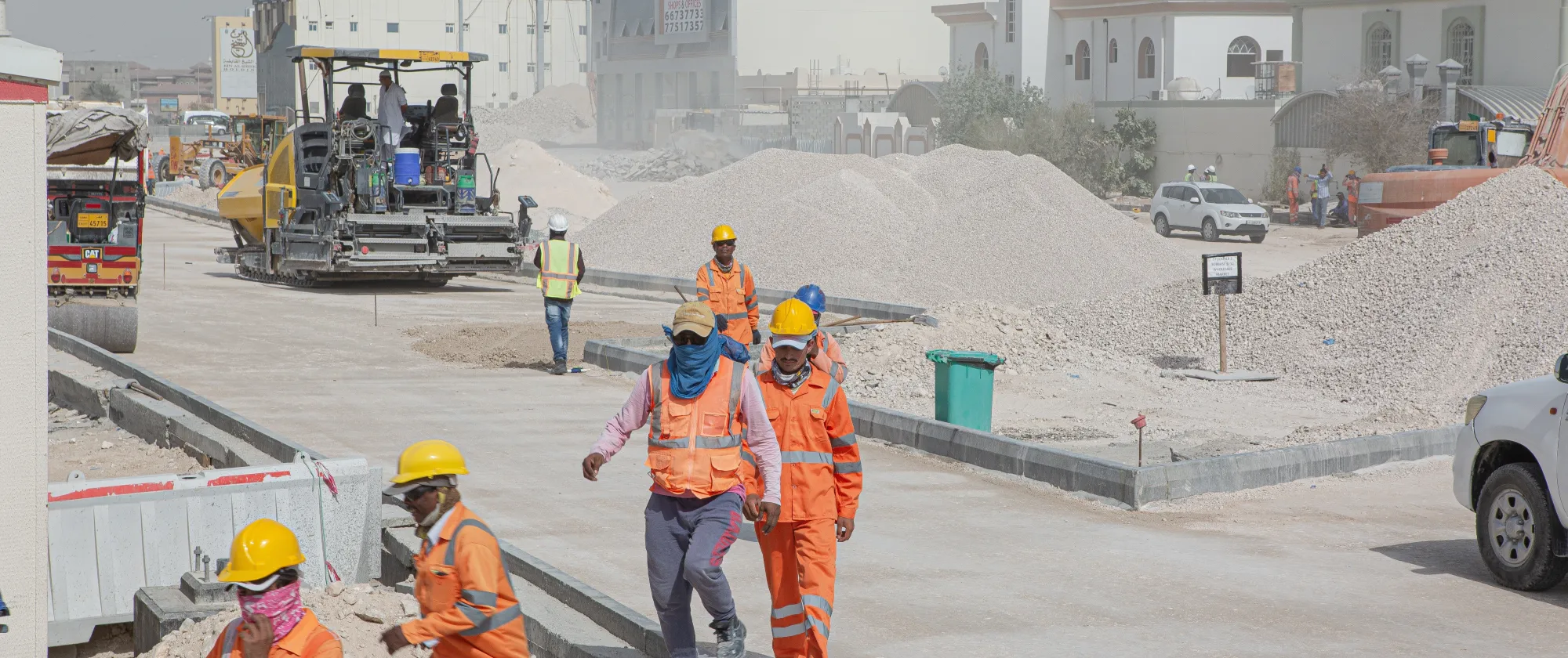 Construction workers in Qatar, where foreign workers make up about 95% of the country’s total labour force. 
