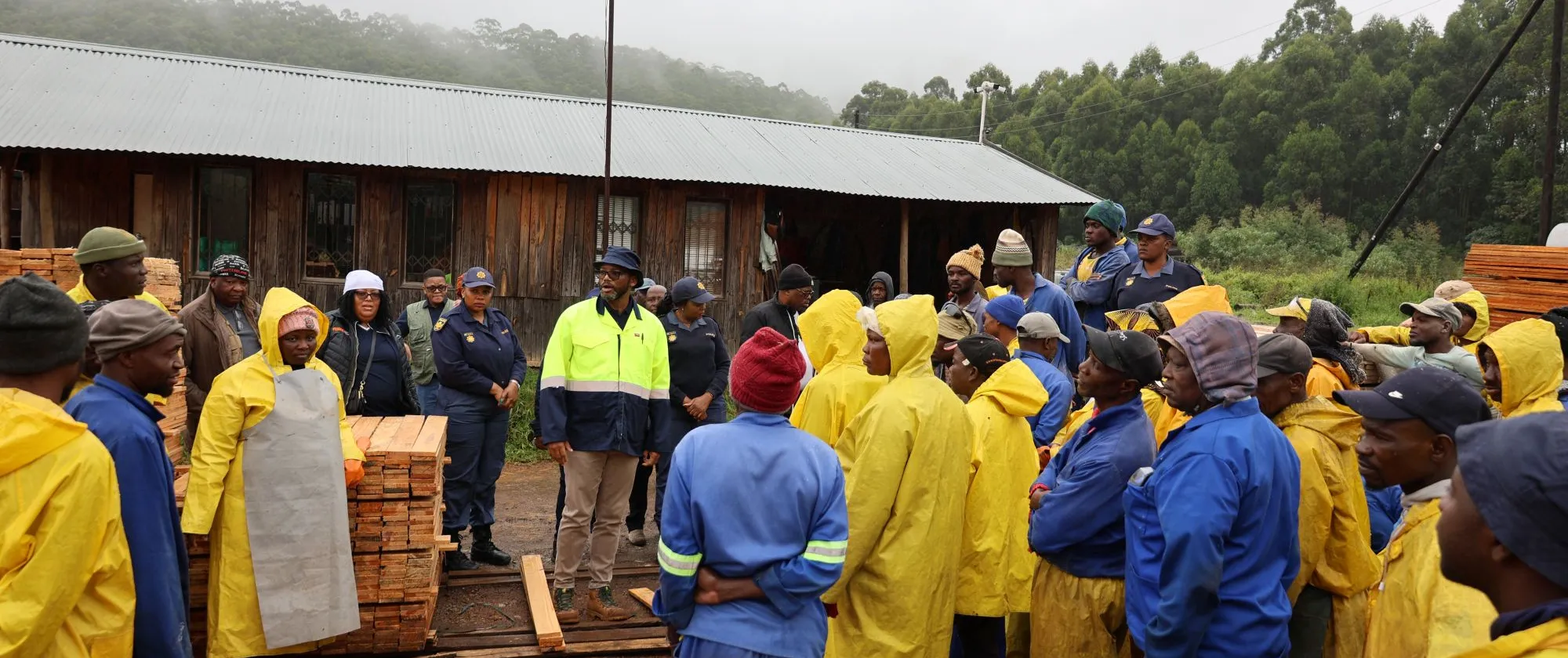 workers at a saw mill site