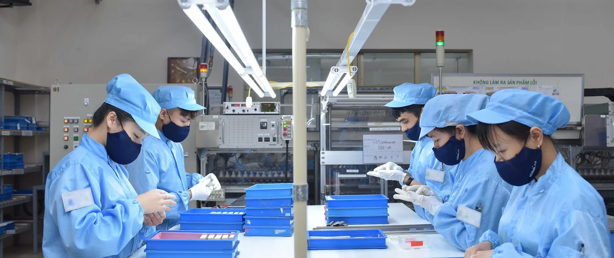 Workers in an electronics factory in Viet Nam