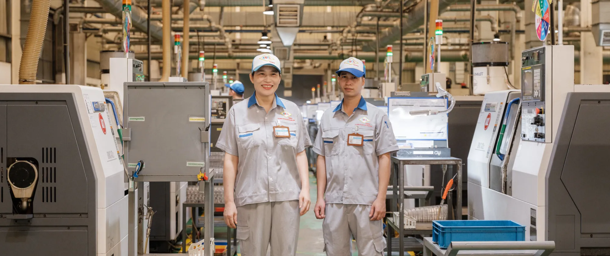 Workers on the manufacturing line.