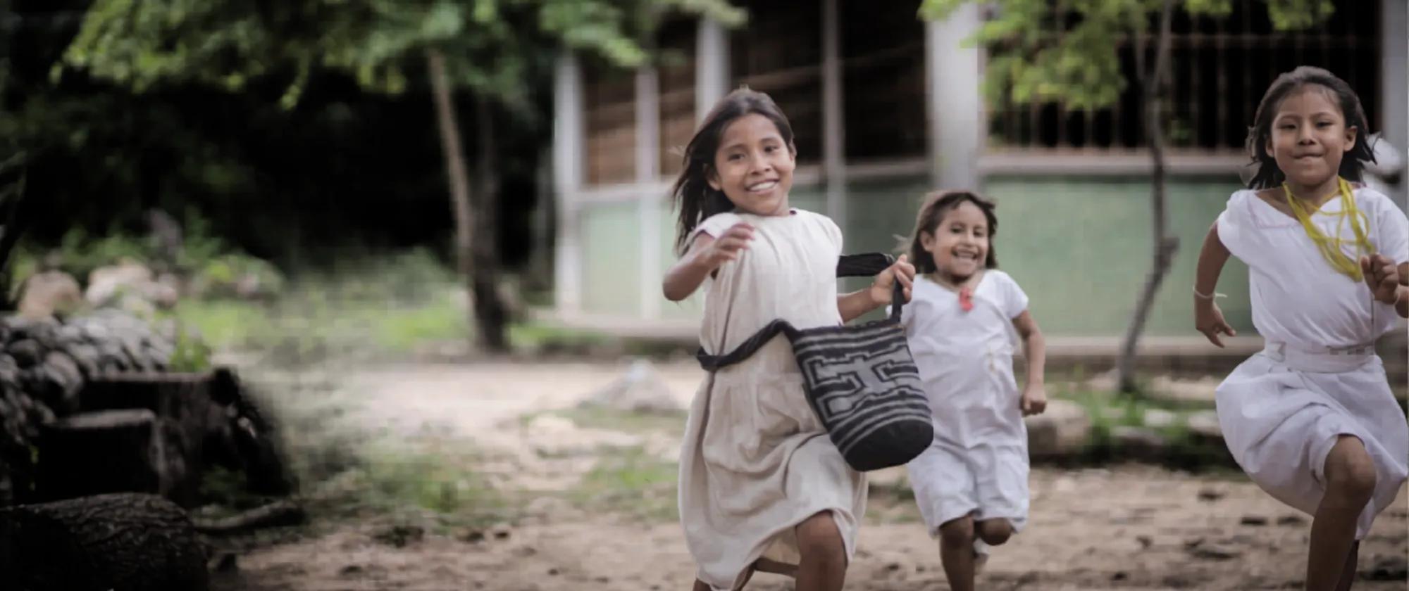 Children running in an Arhuaco community in the Sierra Nevada de Santa Marta, Colombia, 2025.
