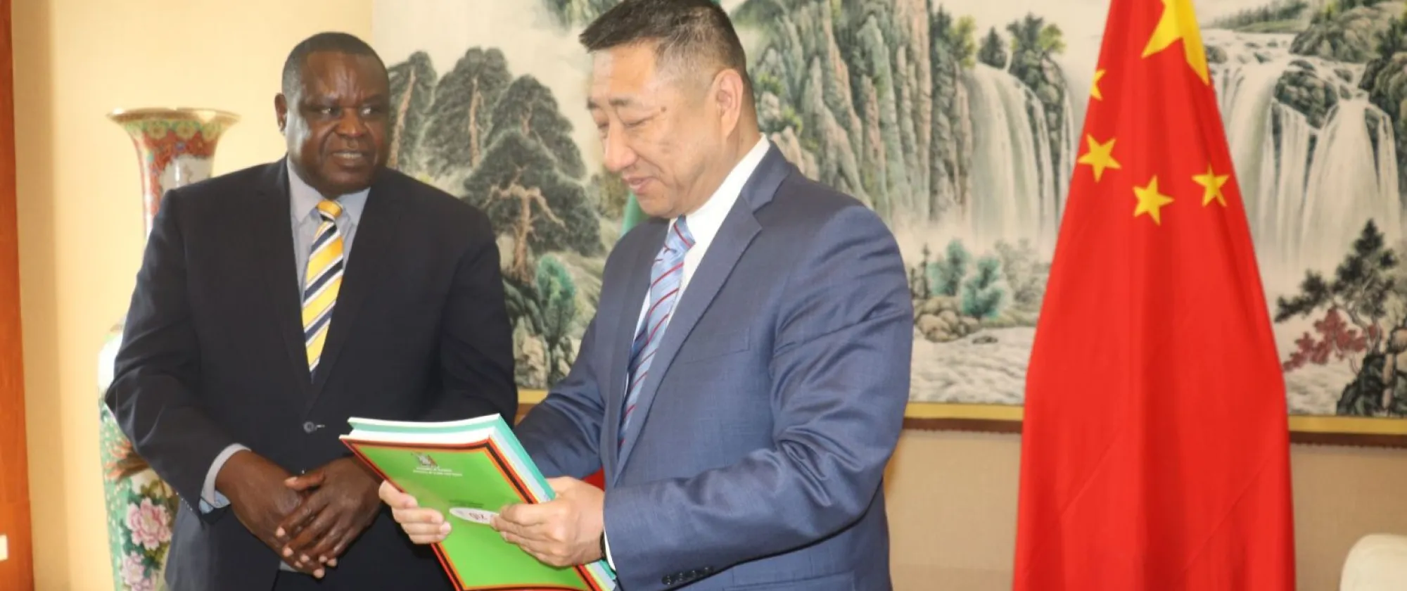 ILO Country Office Director for Zambia and Malawi, Wellington Chibebe, met Chinese Ambassador H.E. Han Jing in Lusaka, Zambia.