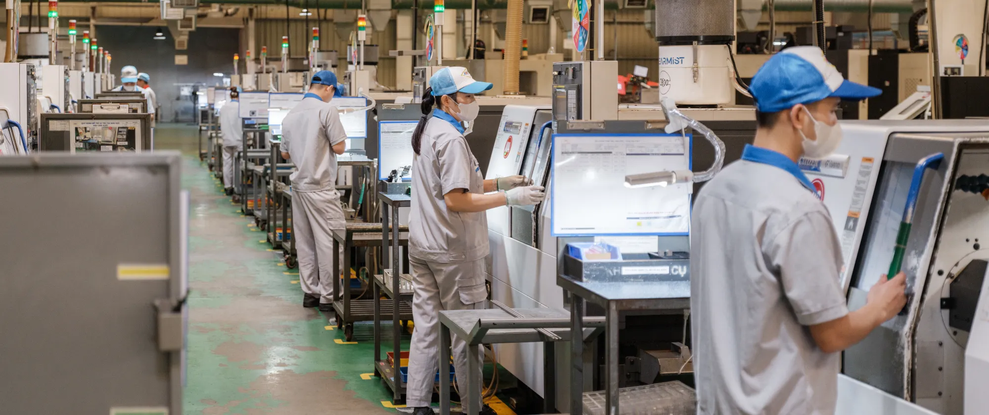 Electronics factory workers