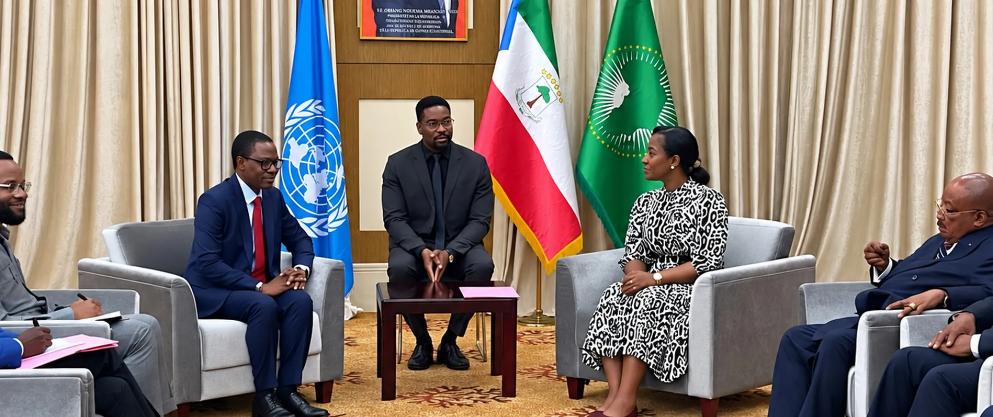 Juvenal Arcanjo Dengo and María Ángeles Miaga Bibang during the accreditation mission in Malabo, Equatorial Guinea.