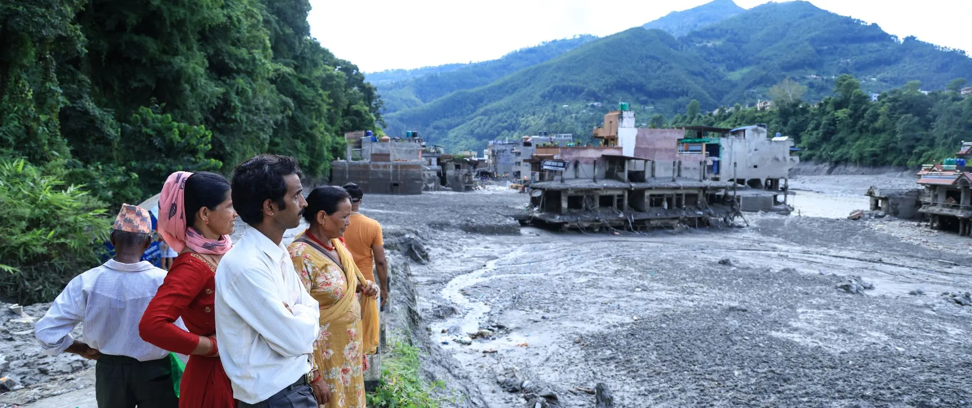 Views of settlements in Nuwakot District, Bagmati Province, Nepal, show homes and surrounding areas covered in mud after devastating flash floods swept through central northern Nepal on 26 August.