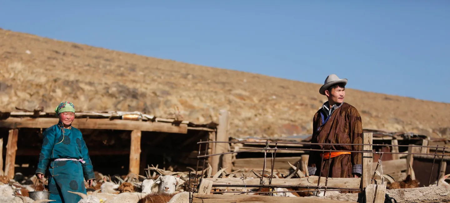 two farmers in Mongolia