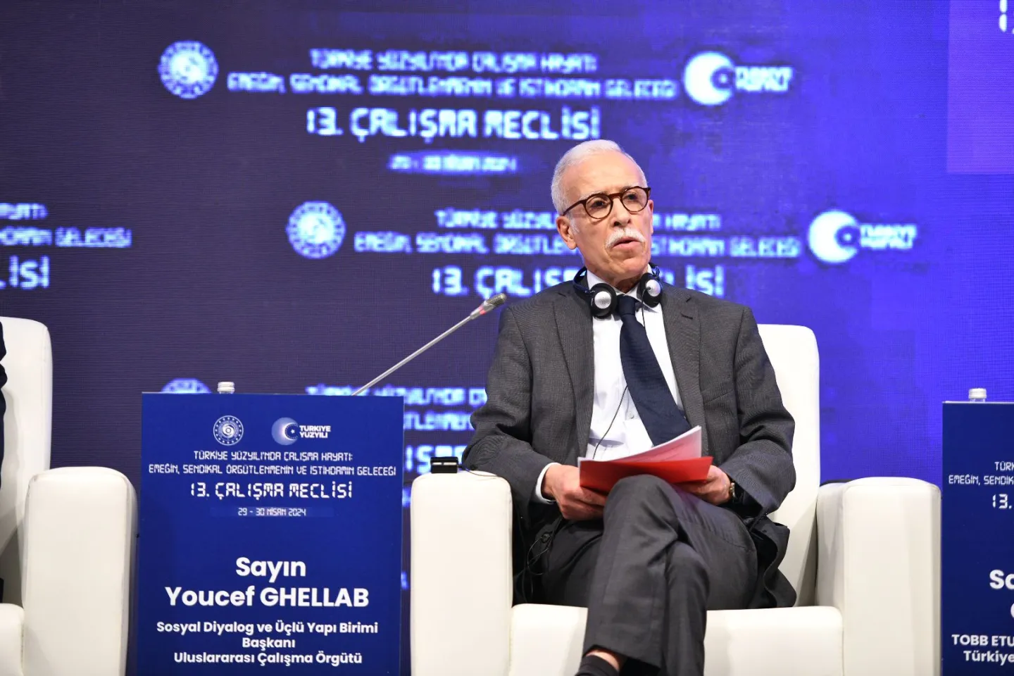 ILO's Head of Social Dialogue and Tripartism Unit, Youcef Ghellab speaking at the 13th Labour Assembly in Türkiye