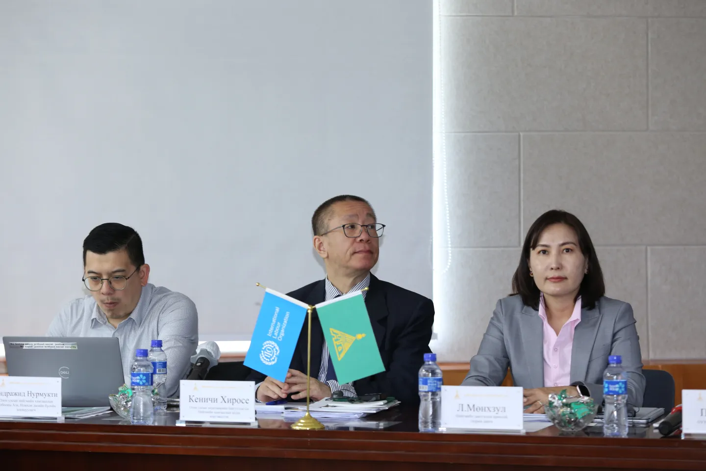 Regional Coordinator for the Asia and the Pacific, ISSA, Indrajid Nurmukti, Senior Social Protection Specialist, ILO DWT-Bangkok, Kenichi Hirose, and Director General of GASI, Munkhzul Lkhagvasuren