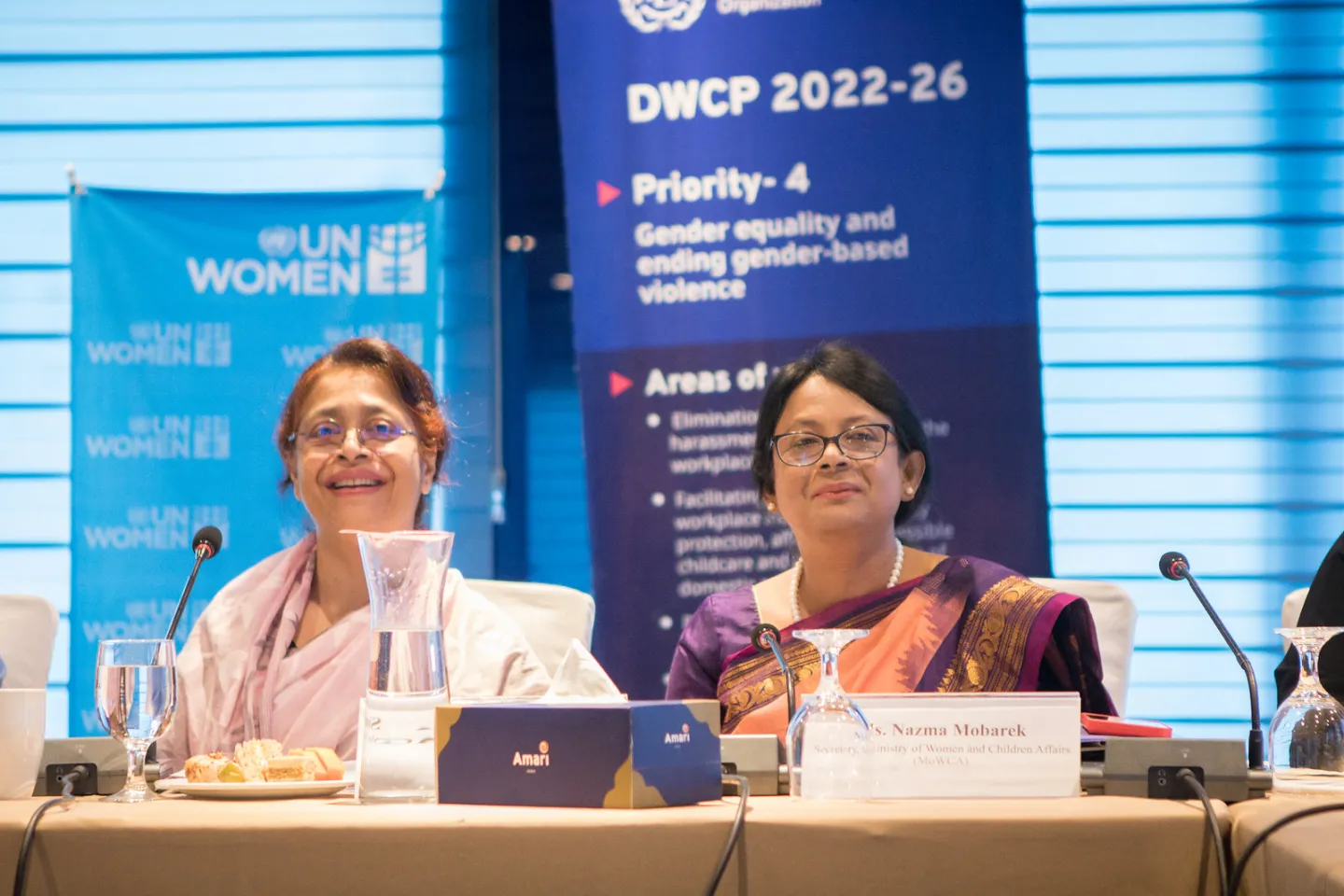 Ms Simeen Hussain Rimi, MP, State Minister of Women and Children Affairs and Nazma Mobarek, Secretary of MoWCA