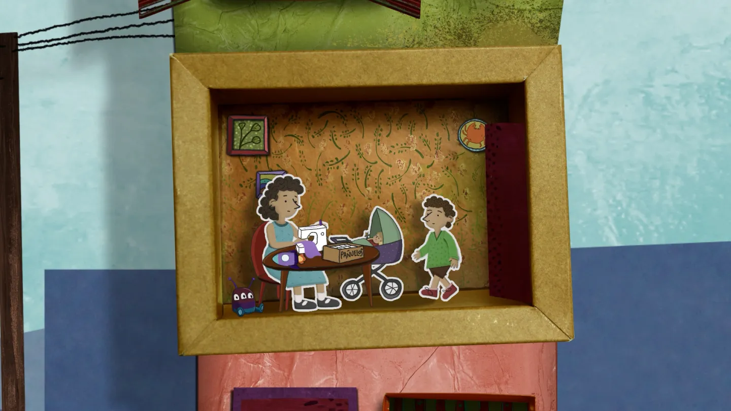 Fotograma del corto "Manos", un video animado sobre trabajo infantil