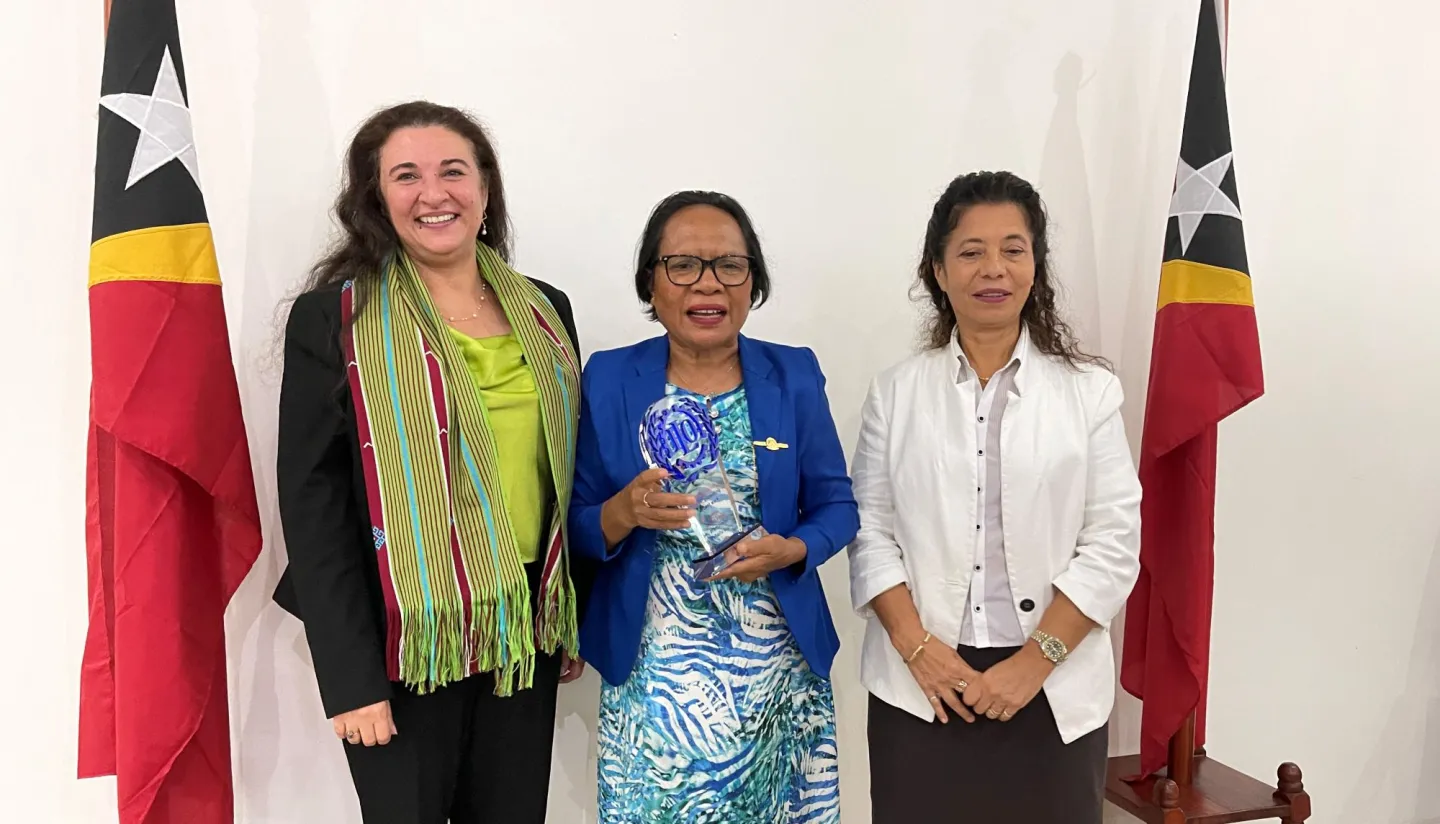 ILO Country Director with Minister of Social Solidarity and Inclusion in Dili.