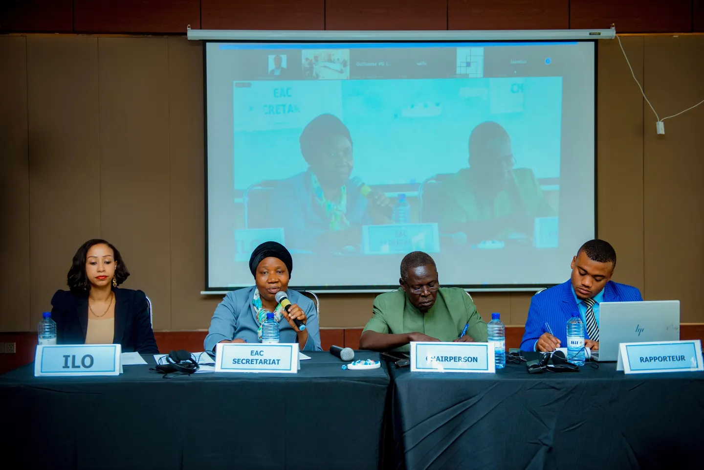 Delegates chairing a meeting of experts 