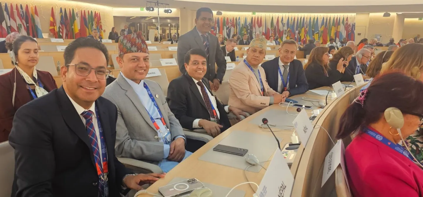 Mr Dol Prasad Aryal, Minister of Labour, Employment & Social Security, Amb. Ram Prasad Subedi, Permanent Mission of Nepal to UN in Geneva, Mr Chandra P. Dhakal, President FNCCI, Mr Yogendra K. Kunwar, President JTUCC, Mr Numan Özcan, Director ILO Nepal