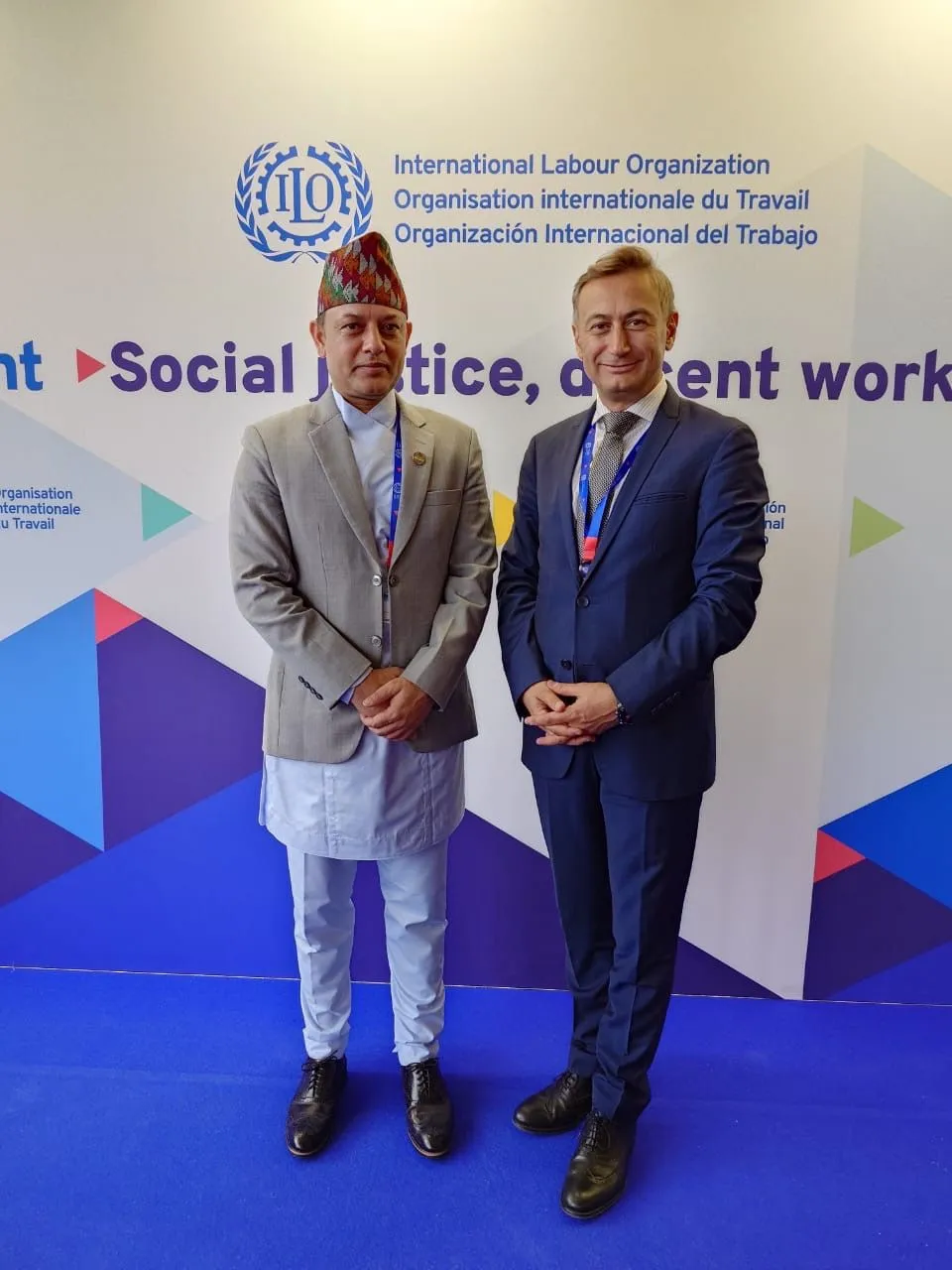 Director of the ILO Country Office for Nepal, Mr Numan Özcan and Hon'ble Minister of Labour, Employment and Social Security, Mr Dol Prasad Aryal