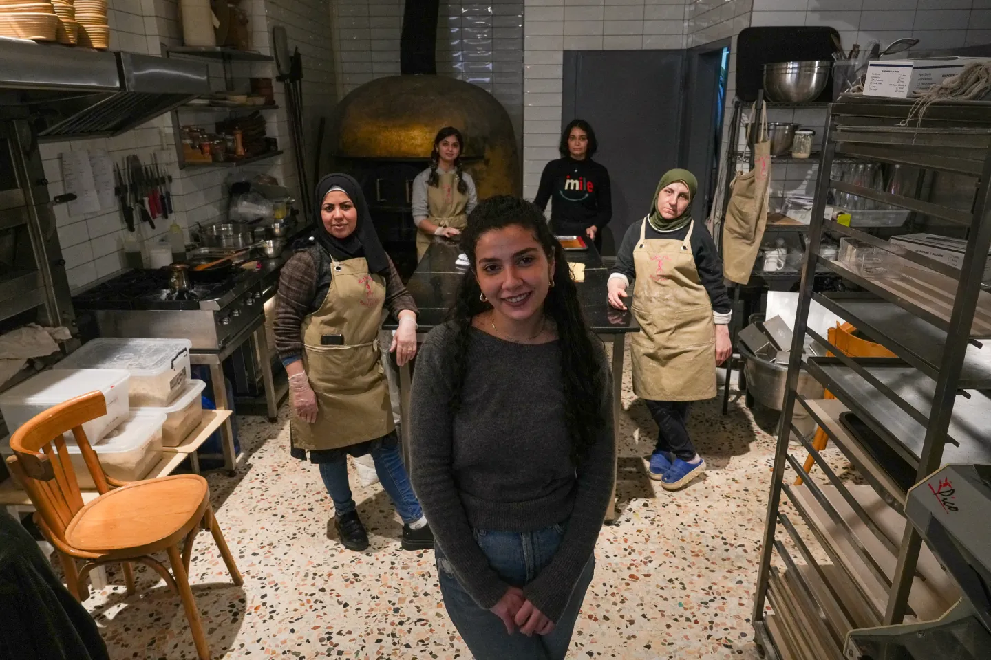 women entrepreneurs in Lebanon posing in their bakery
