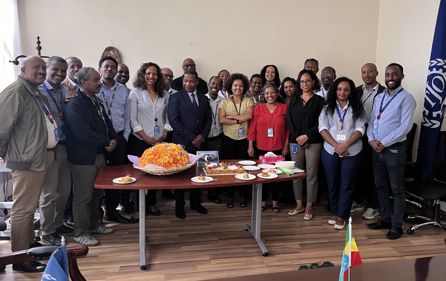 Group photo of the ILO CO Addis Staff receiving the new Director
