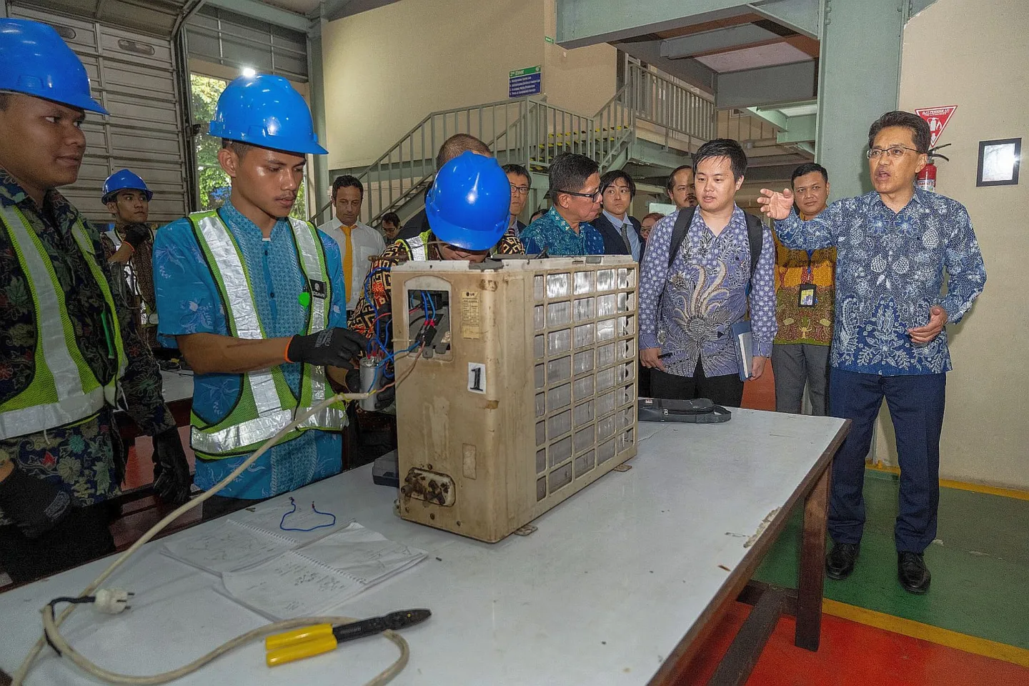 Some students taking an electronic training programme at CEVEST Bekasi, Indonesia.