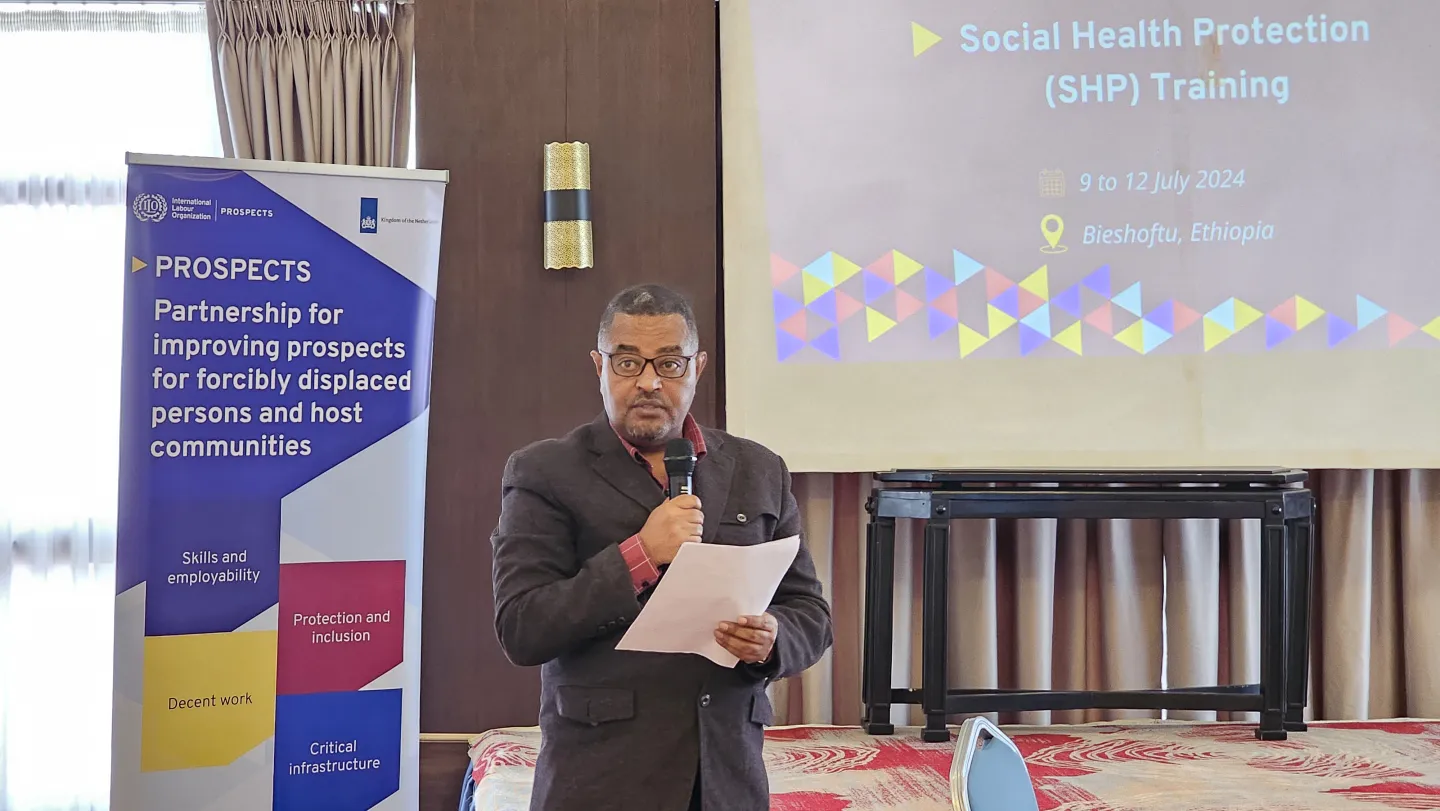  Director General of Ethiopian Health Insurance Services speaking at a training